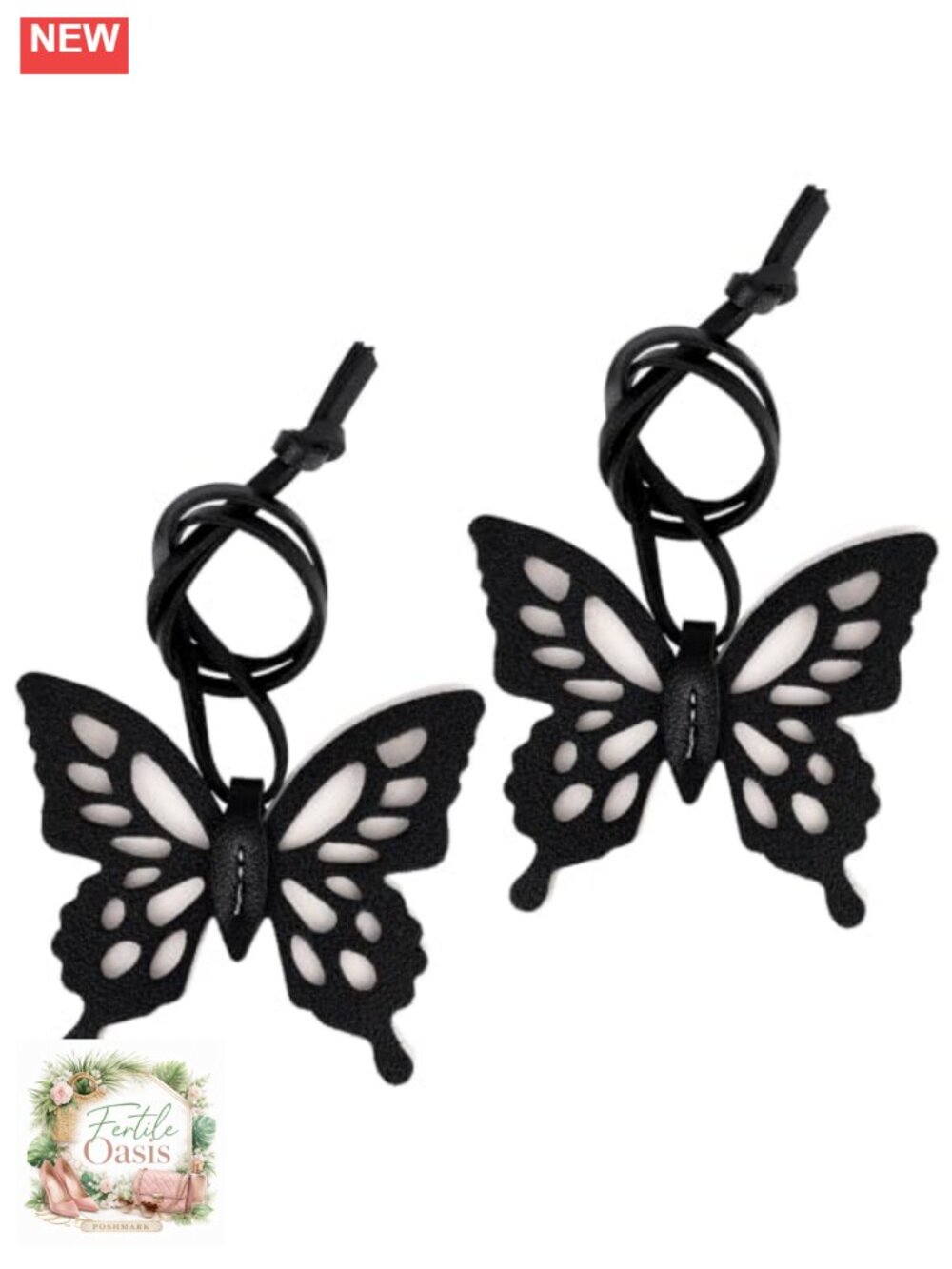 2pc Leather Butterfly Bag Charm Keychain for Backpacks Purses Wallets